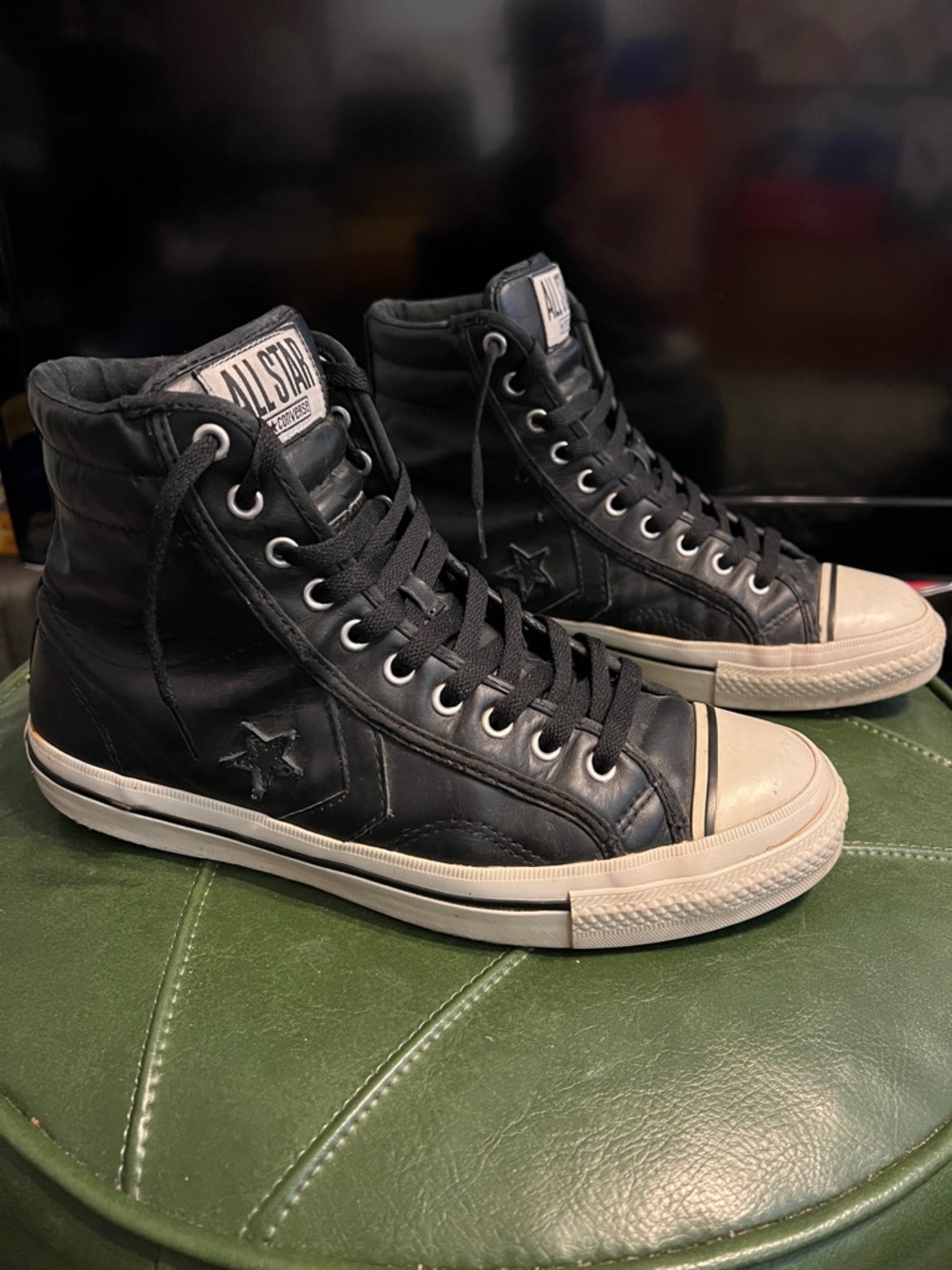 CONVERSE BLACK LEATHER VINTAGE HIGHTOPS LIMOUSINES FOR YOUR FEET SIZE 9